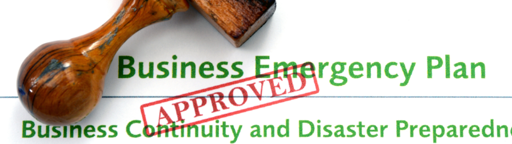 Image of a Business Emergency Plan with an approved stamp
