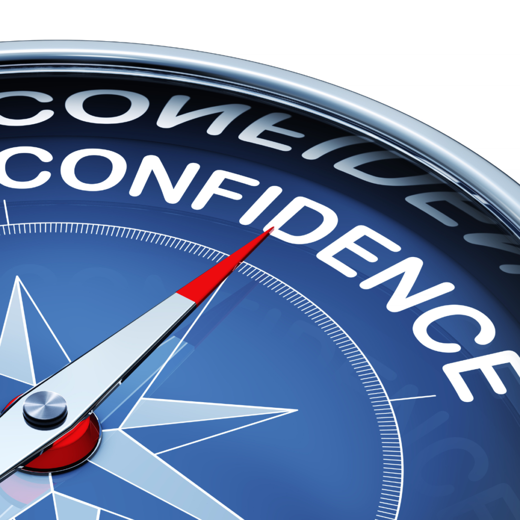 Compass pointing to the word Confidence