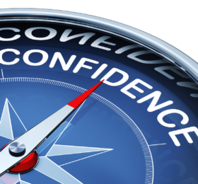 Compass pointing to the word Confidence