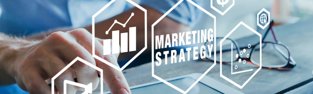 graphs and the words "marketing strategy"