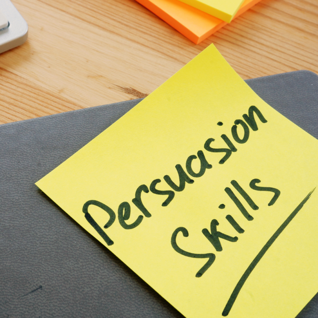 "Persuasion Skills" written on post-it