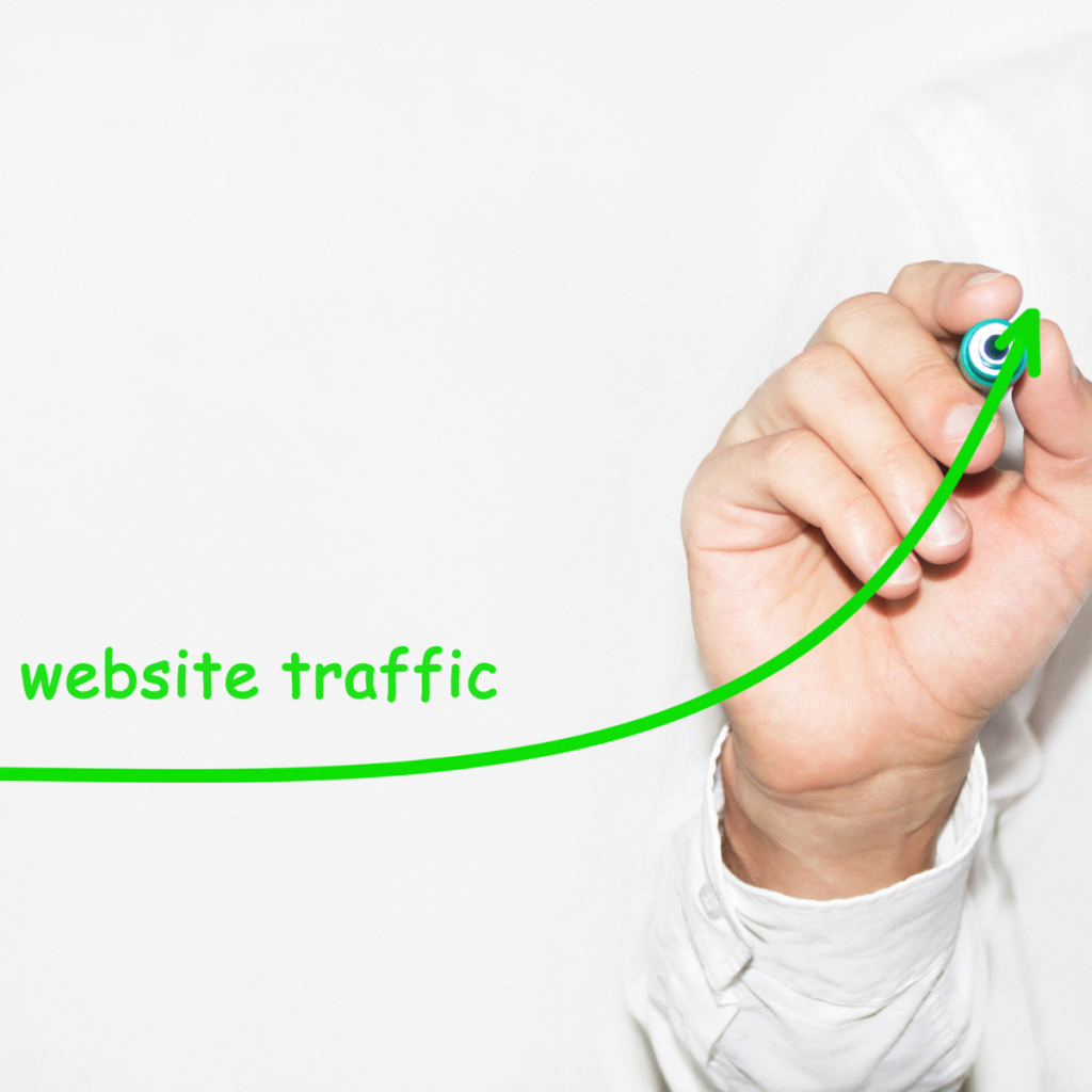 "website traffic" with an up arrow