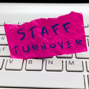 Note paper with the words Staff Turnover on it