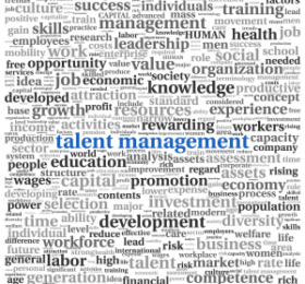 Talent Management in a word tag cloud